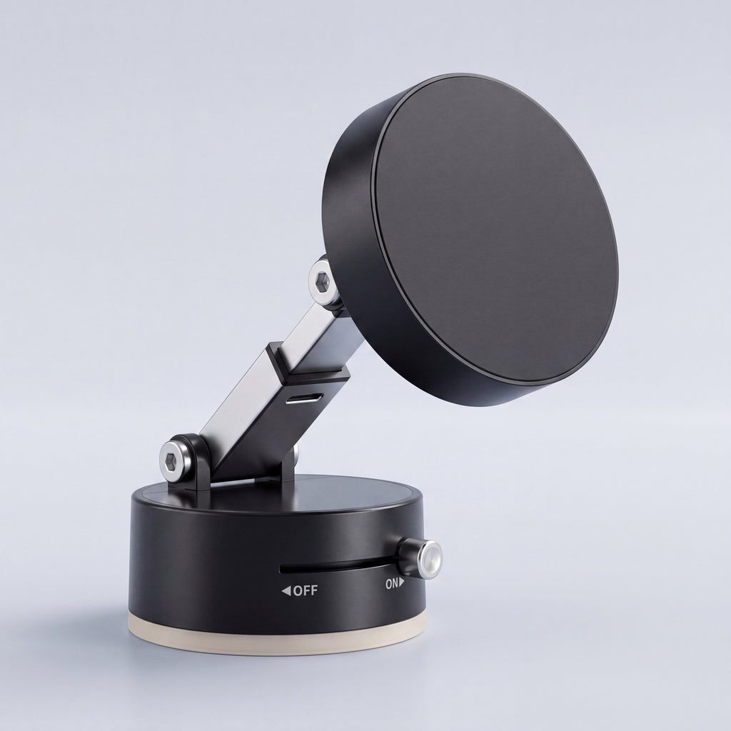 Black magnetic vacuum phone mount