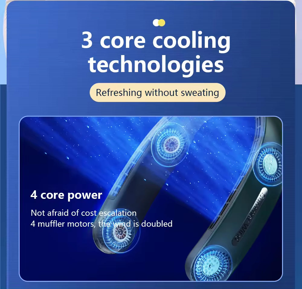 Folding Hanging Neck Electric Fan: Hands-Free Cooling