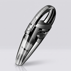 Cordless car vacuum on light grey studio background